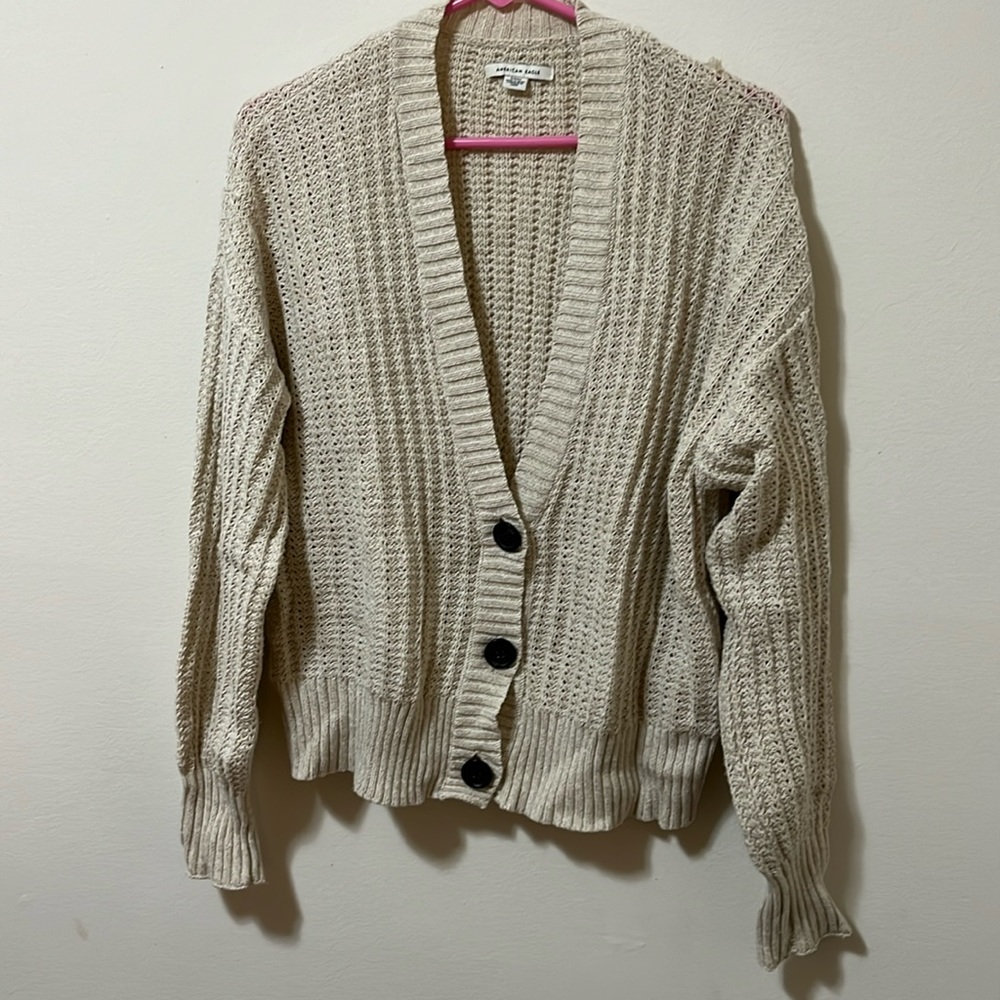 Oatmeal open knit cardigan